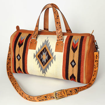 American Darling Duffel Saddle Blanket Genuine Leather Western Women Bag | Handbag Duffle Weekend Travel Bags for